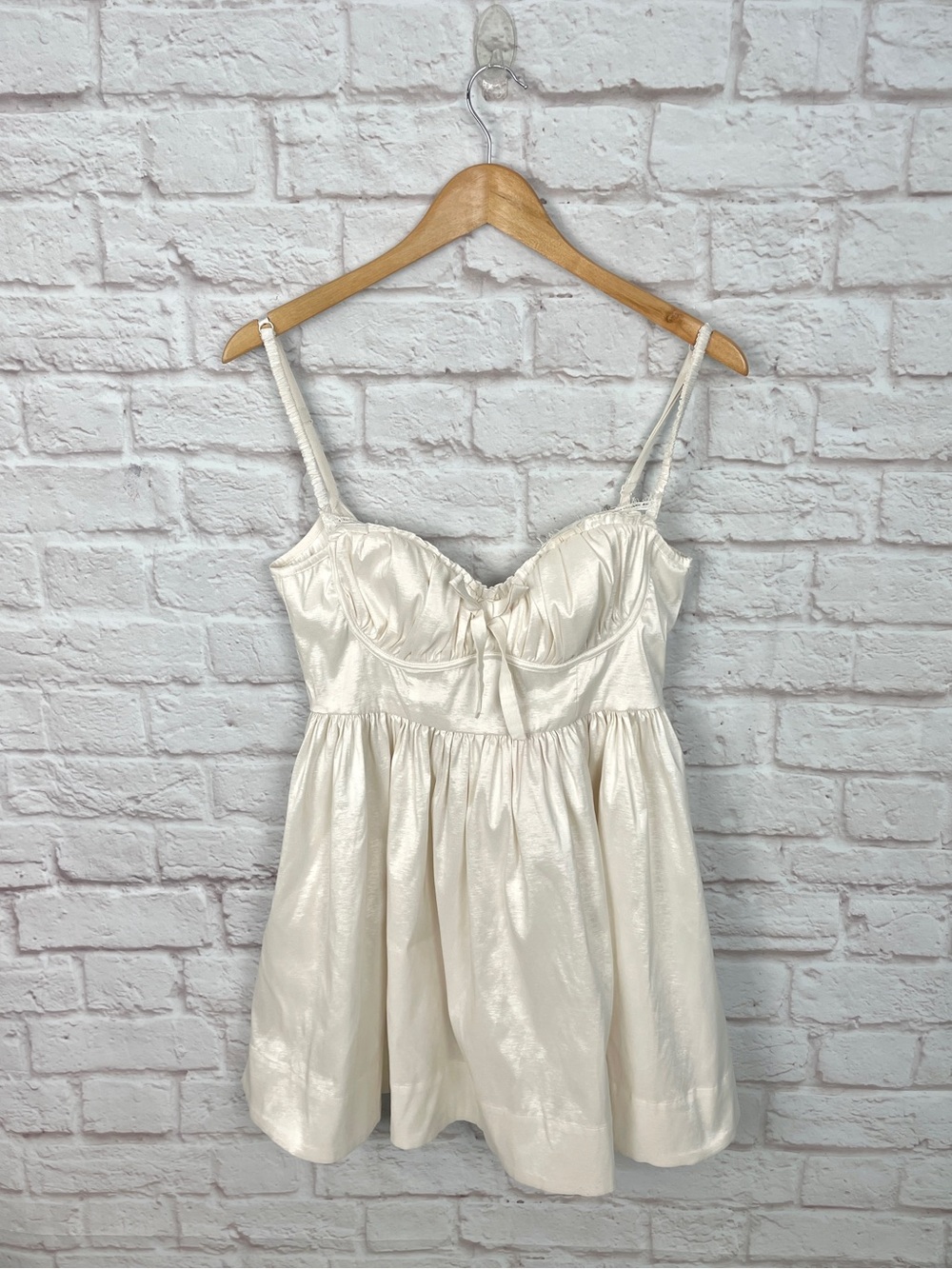 For Love and Lemons Nuuly Doris Cream Satin Mini Dress Size M